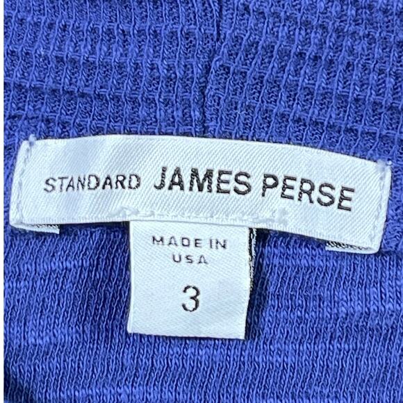 James Perse Women’s Size 8 Blue Long Sleeve Half-Button Hooded Shirt Premium - Picture 3 of 7